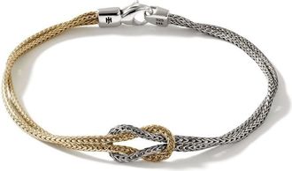 John Hardy 14kt yellow gold and silver Manah 1.8mm double-row bracelet - unisex - Sterling Silver/14kt Yellow Gold - L