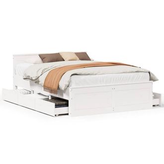 Berkfield Home Bed Frame Frame with Headboard White 150x200 cm King Size Solid W