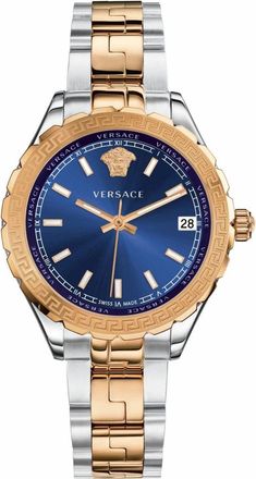 Versace Ros&eacute;goud Zilver Blauw Wijzerplaat Kwartshorloge - Dames - Horloges - Veelkleurig - ONE Size - Accessoires