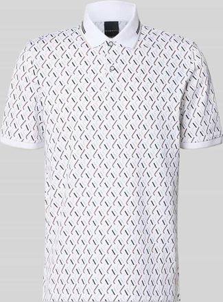 Bugatti Slim Fit Poloshirt im Allover-Look in Weiss, Gr&ouml;&szlig;e XXXL