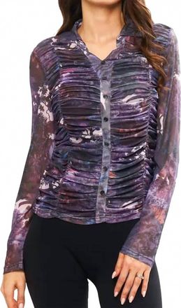 ADORE Ruched Button Down Top In Multi