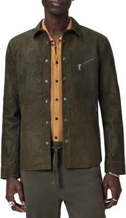 John Varvatos Kadd Suede Shirt Jacket in Eucalyptus at Nordstrom, Size 48
