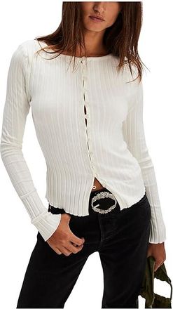 Free People Tilly Long Sleeve Cardi Womens Clothing Ivory : MD (Womens 8-10), Cotton