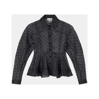 Ganni Shirts, female, Black, Size: XS Blouse with Printed Motif