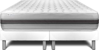 VITALIT Vitalit - Base Tapizada Blanco + Colch&oacute;n Con Muelles Y Viscoel&aacute;stica 2x100x200