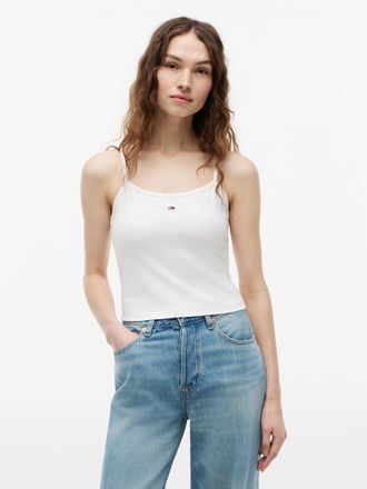 Tommy Jeans Tanktop TOMMY JEANS TJW 2PACK ESSENTIAL STRAP TOP, Damen, Gr. XL (42), ecru, schwarz night navy, Jersey, Obermaterial: 95% Baumwolle, 5% Elasthan, uni