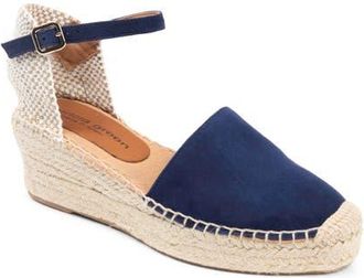 Patricia Green Sahara Ankle Strap Espadrille Wedge in Navy Suede at Nordstrom, Size 7
