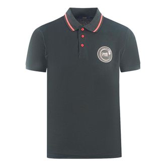 Cavalli Circular Snake Logo Black Polo Shirt