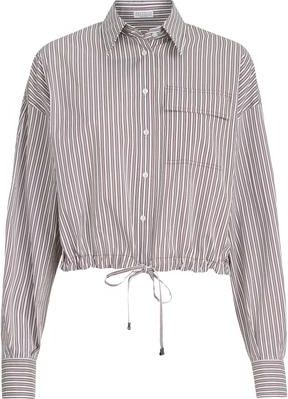 Brunello Cucinelli Striped poplin shirt in Bordeaux at Nordstrom, Size 3X-Large Eu