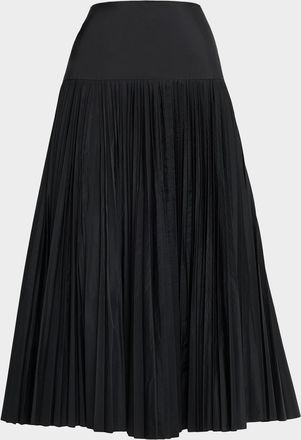 Maison Common Pleated Poly Taffeta Midi Skirt