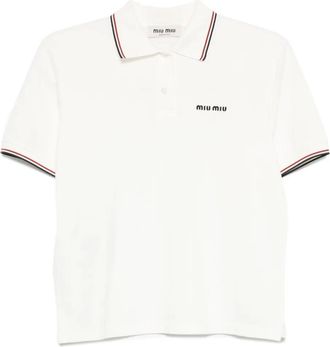 Miu Miu Poloshirt met geborduurd logo - Wit