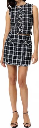 French Connection Tweed Mini Skirt In Black/ White