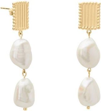 Murkani Aphrodite Goddess Hanging Pearl Earrings in Yellow Gold at Nordstrom