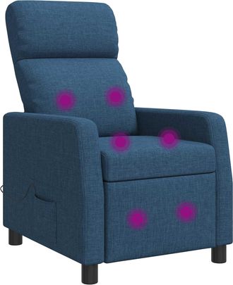 vidaXL Silla De Masajes Reclinable Azul Tela Vidaxl