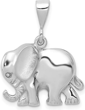 Diamond2Deal 14k White Gold Polished Elephant Charm Pendant