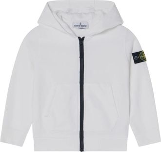Stone Island Kids Sweatshirts, male, White, 8 Y, Zip Cardigan Sweatshirt