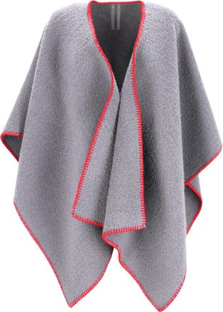 Rick Owens poncho met sierstiksels in grijze wol