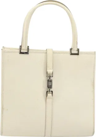 Gucci Vintage Jackie Leather Silver Leather Handbag (Pre-Owned)