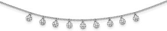 Diamond2Deal Sterling Silver 48 Stone 11 Star Stations Cubic Zirconia Necklace 18