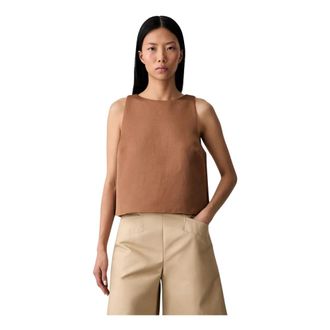 Ganni Top sin mangas - Tops - Mujer - Marr&oacute;n - S