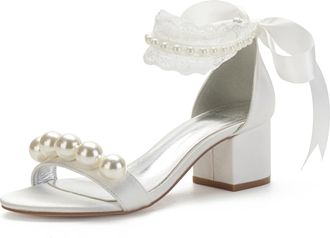 Miyoopark Comfortable Wedding Shoes for Women Block Low Heel Evening Sandals M533 Ivory UK 7.5