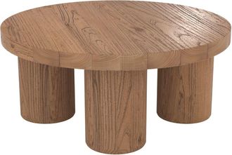 Rendez-Vous Déco Mesa de centro redonda de madera de olmo