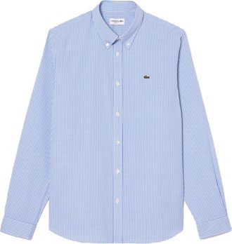Lacoste Regular Fit Katoenen Overhemd met Ruitdessin - Heren - Casual Overhemden - Blauw - M - Katoen - Overhemden