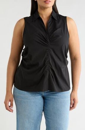 Magaschoni Collared Ruched Shirt in Black at Nordstrom Rack, Size 2 X