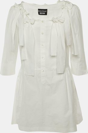 Moschino Boutique Moschino White Cotton Bow Detail Top