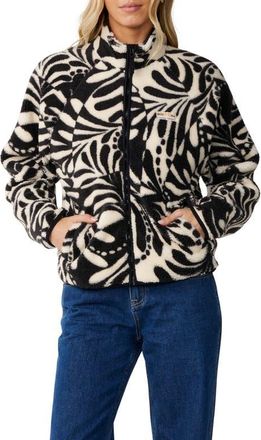 Rip Curl Party Wave Polar Fleece Jacket in Black/white at Nordstrom, Size Xx-Small