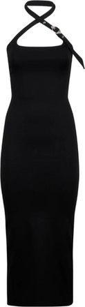 The Attico Zwarte Midi Jurk met Halternek - Dames - Casual kleedjes - Zwart - XS - Kleedjes