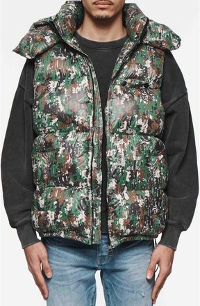 Purple Hooded Down Puffer Vest in Aop at Nordstrom Rack, Size Xx-Large