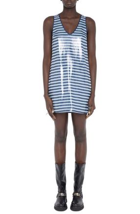 Zadig&Voltaire Rasha Sequin Stripe Sleeveless Dress in Sky at Nordstrom, Size X-Small