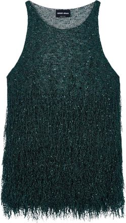 Giorgio Armani Green Crew Neck Sequin Tank Top