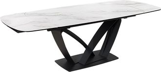 Global Interiors Ausziehbarer Designer-Esstisch Papillone aus Keramik 180-220-260 x 100 cm - Marmorlook Weiss