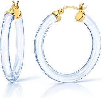 Gold & Honey Womens Thin Lucite Hoop Earrings In Pastel Blue
