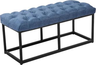 Clp Banco con patas de metal y asiento en Tela Azul
