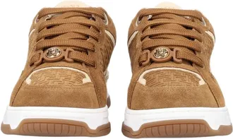 Versace Brown Suede Embossed Sneakers