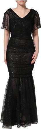 Dolce & Gabbana Zeemeermin Avondjurk met Pailletten - Dames - Avondkleed - Zwart - S - Pailletten - Kleedjes
