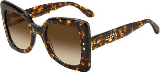 Isabel Marant Havana Zonnebril met Bruin Getinte Glazen - Dames - Zonnebrillen - Bruin - 52 MM - Accessoires