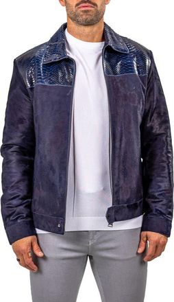 Maceoo Leather Jacket in Black/Blue at Nordstrom, Size 4