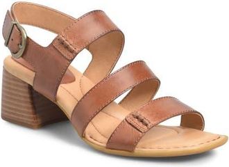 B&oslash;rn Secan Block Heel Sandal in Dark Tan Leather at Nordstrom, Size 11