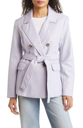 Sanctuary Belted Faux Leather Blazer in Lavender at Nordstrom, Size Medium