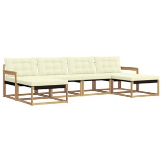 vidaXL Conjunto De Sof&aacute;s De Exterior Con Coj&iacute;n 6 Pcs Blanco Y Crema Vidaxl