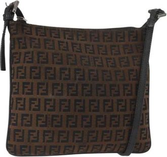 Fendi Pre-owned Cross Body Bags, female, Brown, Size: ONE SIZE Pre-owned Canvas Cross Body Bag