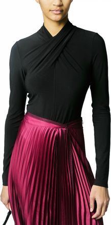 Derek Lam Krini Wrap Long Sleeve Jersey Top In Black