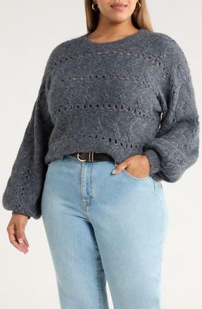 Treasure & Bond Cable Crewneck Sweater in Navy Still at Nordstrom Rack, Size 1X