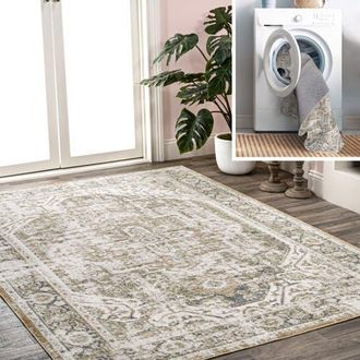 Jonathan Y Designs Keesha Bold Distressed Medallion Low-Pile Machine-Washable Area Rug in Green/cream at Nordstrom, Size 3Ft 0In X 5Ft 0In