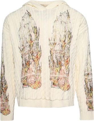 Who Decides War by Ev Bravado Felpa a trecce con cappuccio e stampa fiamme - Toni neutri