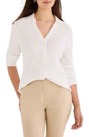 Nic+Zoe Texture Stretch Knit Shirt in Paper White at Nordstrom, Size Xx-Large